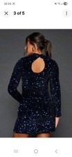 Dorothy Perkins Womens Mini Dress Blue Sequin A Line Party Cocktail 18 