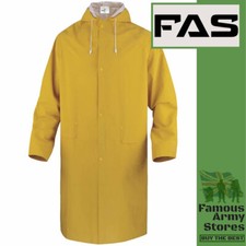 Waterproof Rain Coat Mac Hooded Long Jacket Stud Fasten Pockets Trench Outdoor