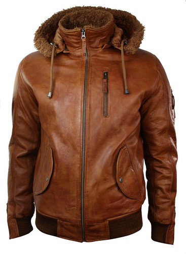 Men retro brown hooded - brown, fur