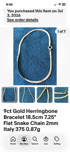 9ct gold herringbone bracelet - 9ct,