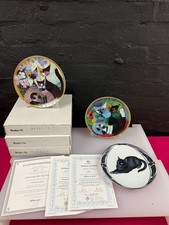 3 x Rosina Wachtmeister Cats Collectors Plates Certificates and Boxes 7.75" Set