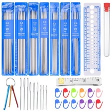 35 Pcs Double Pointed Knitting Needles Set, Short 20cm Metal Double Ended