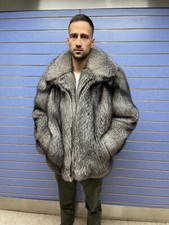 Luxury Full Skin Frost Fox Fur Mens Coat Real Fur Jacket Skin To Skin Frost  Fox