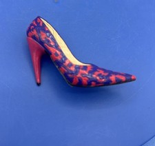 Vtg Raine Just The Right Shoe Pin Wild Cat Pink Purple Heel Leopard Print
