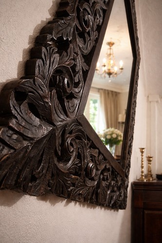 Large ornate hand carved - ornate, dark