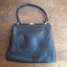 Jane Shilton Vintage leather clutch hand bag, Made in England 26cm x 22cm