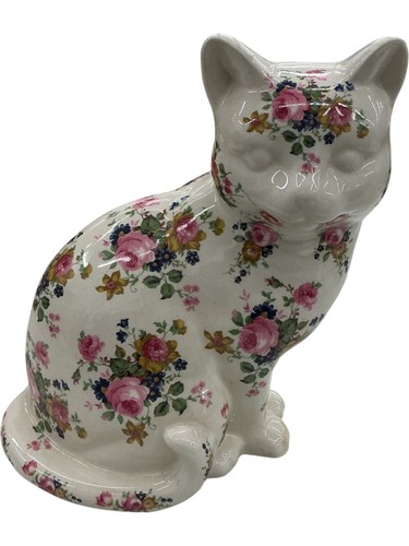 Floral cat figurine - floral,