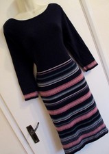 Beautiful Monsoon Eva Size 18 Navy Striped Knitted Jumper Dress