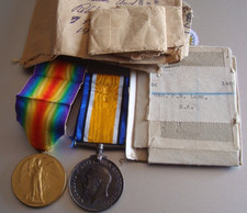 Vintage WW1 BRITISH  - 'WAR and VICTORY FULL SIZE MEDALS Lane RA