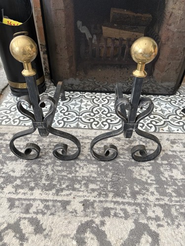 Pair vintage wrought iron - pair,