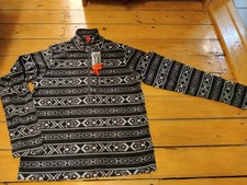 Berghaus Prism Trango Fleece Medium Top Dean Street 90s Retro Patterned Black 