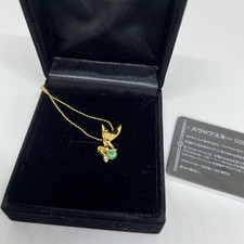 Disney Tinkerbell Necklace Swarovski Peridot Stone Pendant New Gift