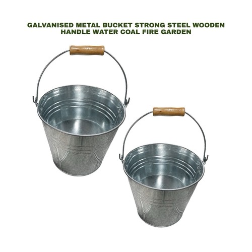 13l galvanised metal bucket - galvanised,