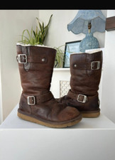 UGG Australia Kensington 5678 Toast Leather Biker Boots Women's Brown Size 4. 5