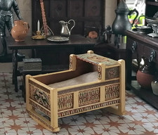 Dolls House Tudor/Renaissance Cradle, 1:12 Scale Miniature