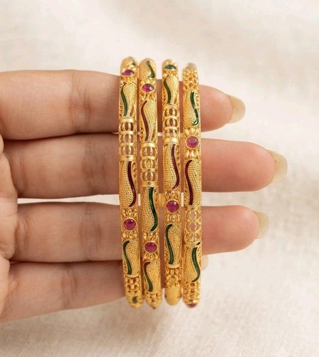 Ethnic bangles 22k gold plated - ethnic,