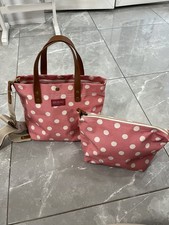Cath Kidston Cross Body Bag Twill Tote Grab Handbag w Pouch Spot Polka Dot 