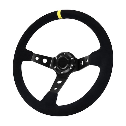 Black 350mm suede steering - 350mm,