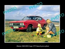 OLD LARGE HISTORIC PHOTO OF 1973 DATSUN 160J SSS COUPE LAUNCH PRESS PHOTO