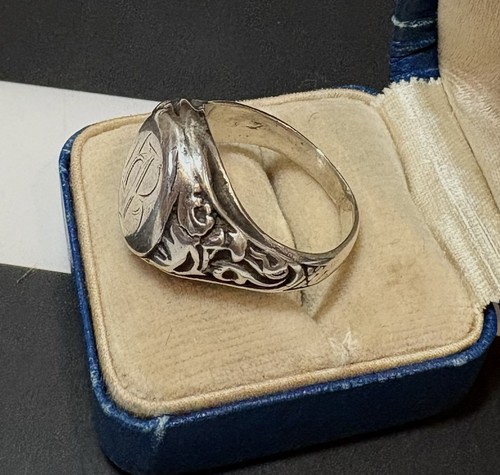 835 silver men oval signet - 835,