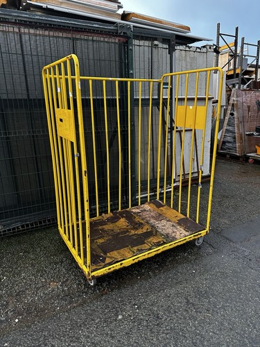 Yellow warehouse trolley - yellow, cage