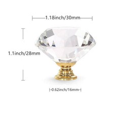 1-32xLarge Crystal Door Knobs Diamond Glass Clear Cabinet Drawer Wardrobe Handle
