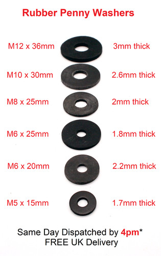 Rubber penny washers m5x15mm - penny,