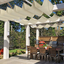 Waterproof Retractable Pergola Replacement Shade Cover Wave Sail Awning-Beige