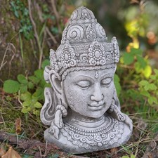 Thai Lady Buddha Bust Stone Statue Outdoor Garden Ornament Oriental Monk Decor