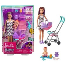 Barbie Doll Babysitter and Stroller Purple Hair & Accessories