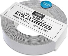 WoodPress® 19mm Pearlised Grey Melamine Edging, Pre-Glued Veneer Width: 