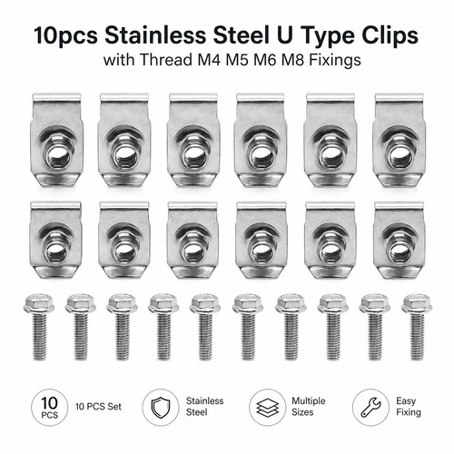 10pcs stainless steel type - u,