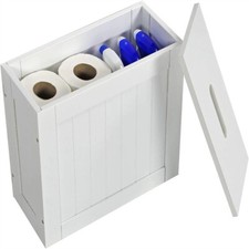 Toilet Roll Paper Holder Free standing Slimline Bathroom Storage Box Unit, White