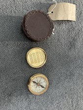Vintage Brass Marine Compass With Case