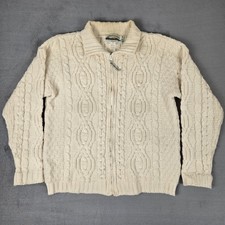 Aran Crafts Merino Wool Cable Knit Sweater Women’s Medium Irish Full Zip Soft