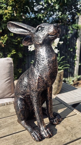 Alert sitting hare sculpture - alert,