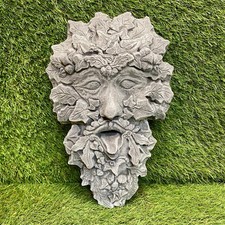 Concrete Green Leaf Man Wall Plaque Fantasy Wall Hanging Outdoor Garden Decor