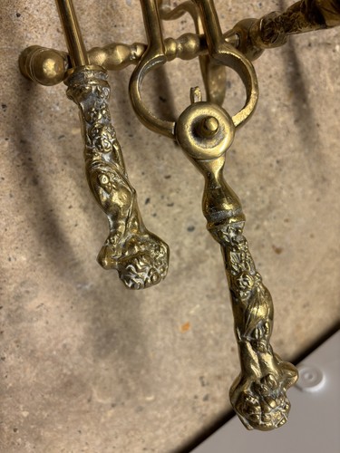Brass fire dogs - , companion