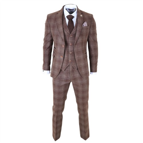 Men brown tweed check 3 - tweed,