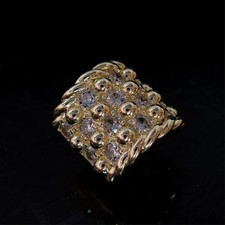 Mens Heavy Chunky XL Keeper Ring Simulated Diamond 18ct Gold Layered