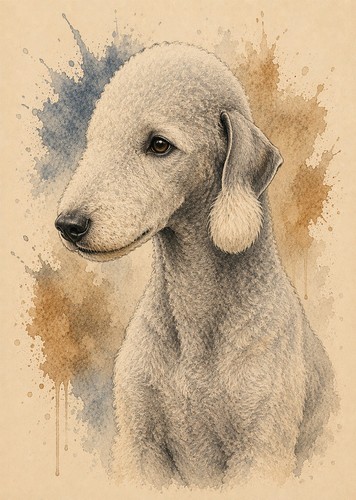 Bedlington terrier art - a4,
