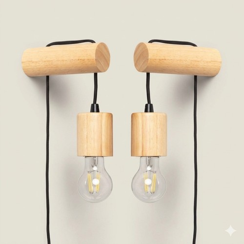 Pair scandi wooden - wooden, lights