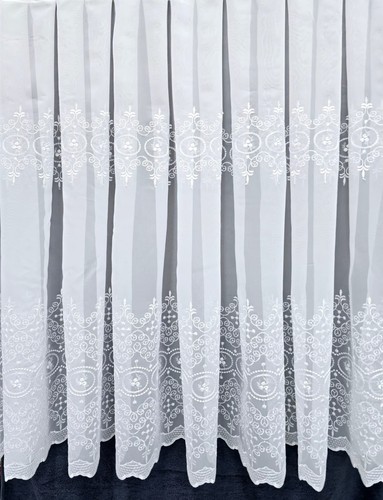 White net curtain - net, embroidered