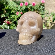 411G Natural Tea crystal Quartz hand Carved skull crystal Reiki healing