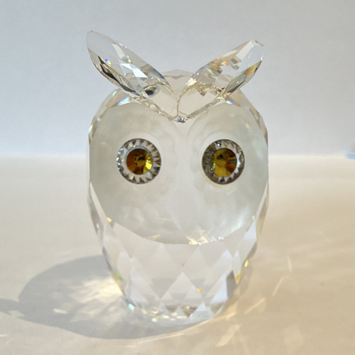 Clear faceted crystal owl - clear,