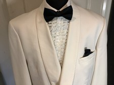 Mens White /Ivory Tuxedo Dinner Jacket T&W 50 Short Shawl Collar Cloth Buttons