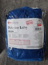 Ladies Blue Victorian Lady & Hat Mary Poppins Adult M Fancy Dress Book Day Movie