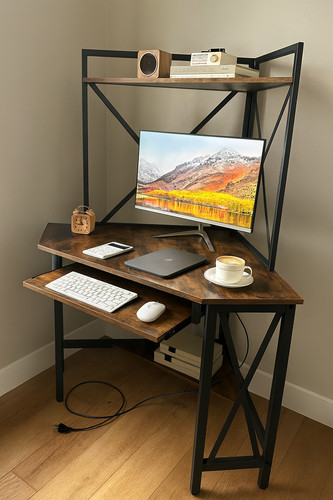 Corner computer desk hutch - corner,