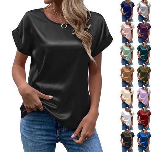Ladies satin silk short sleeve - ladies,