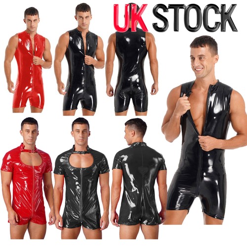 Mens wet look - leather, bodysuit